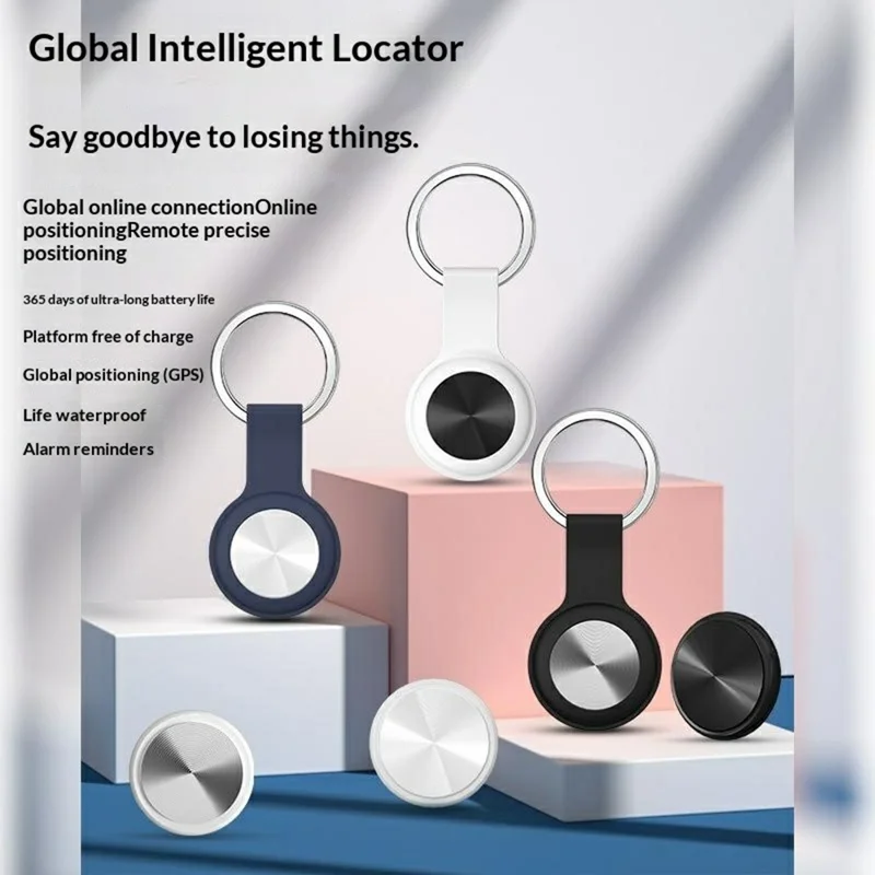 F5 Circular Design Mini Pet GPS Tracker Anti-Lost Device Global Positioning Locator for iOS / Android - Black