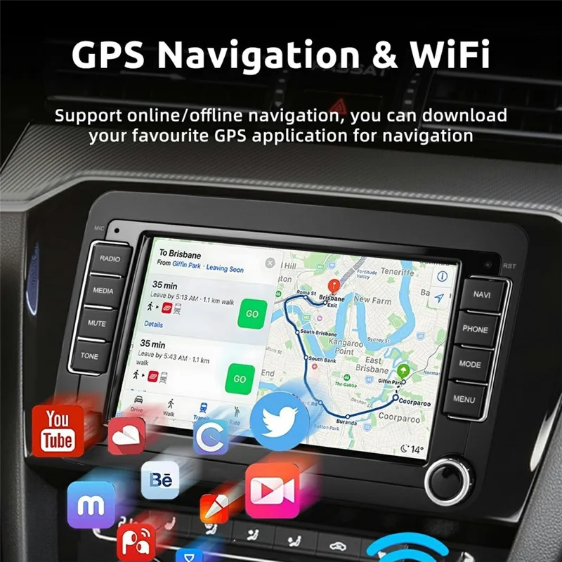 7" Android 15-bilradio 2G+32G med CarPlay, Android GPS-navigation og 12-LED-back-up-kamera, autospiller til Volkswagen Golf MK5 / Polo Passat Jetta