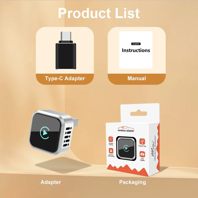 K6 Ultra1 Wireless CarPlay Adapter Dual System 2 in 1 Bluetooth-compatible 5.4 Dual Band WiFi Converter for iPhone Android Auto - Silver