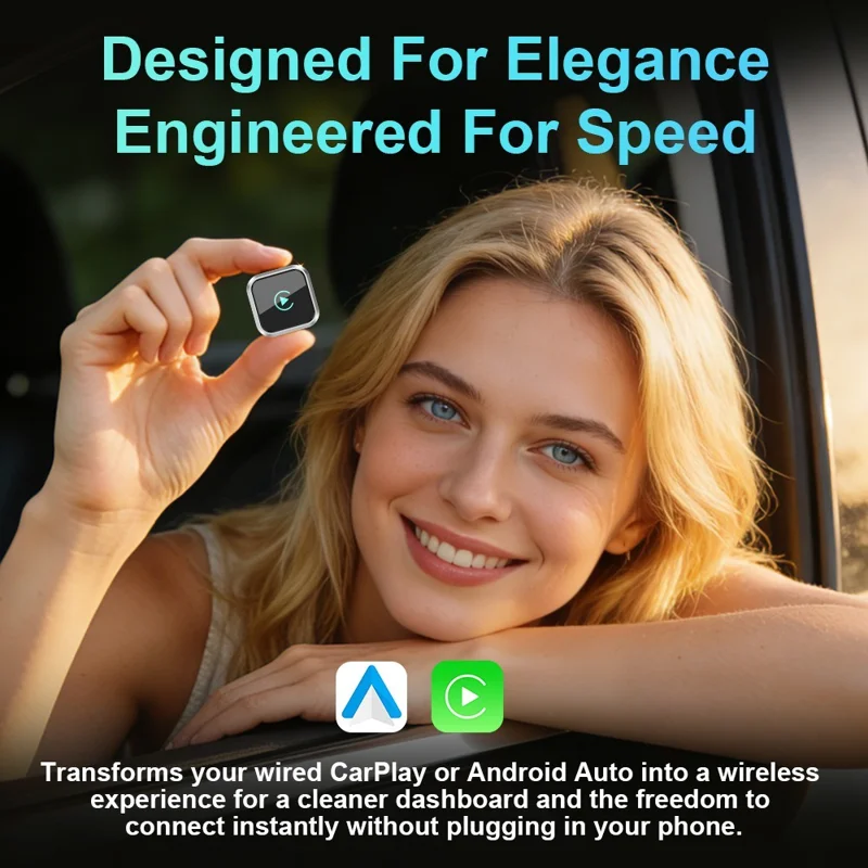 K6 Ultra1 Wireless CarPlay Adapter Dual System 2 in 1 Bluetooth-compatible 5.4 Dual Band WiFi Converter for iPhone Android Auto - Silver