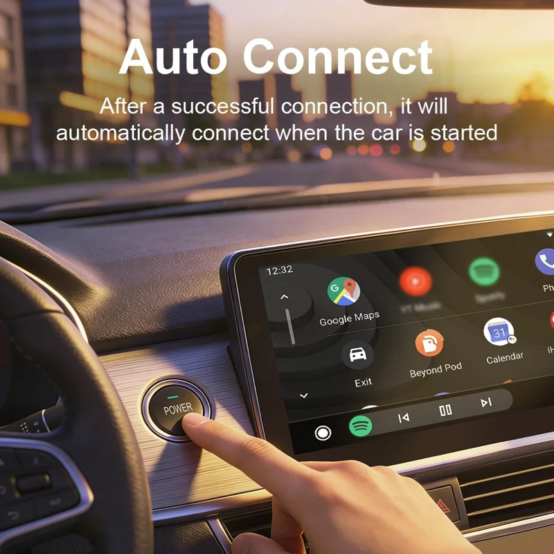 K6 Plus 4 in 1 Wireless CarPlay Adapter USB-A Plug and Play Car Receiver for Wired to Wireless Conversion - Orange