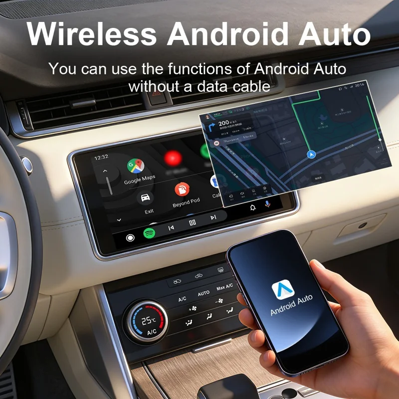 K6 Plus 4 in 1 Wireless CarPlay Adapter USB-A Plug and Play Car Receiver for Wired to Wireless Conversion - Orange