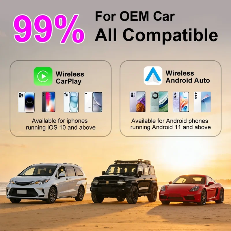 K6 Plus 4 in 1 Wireless CarPlay Adapter USB-A Plug and Play Car Receiver for Wired to Wireless Conversion - Orange