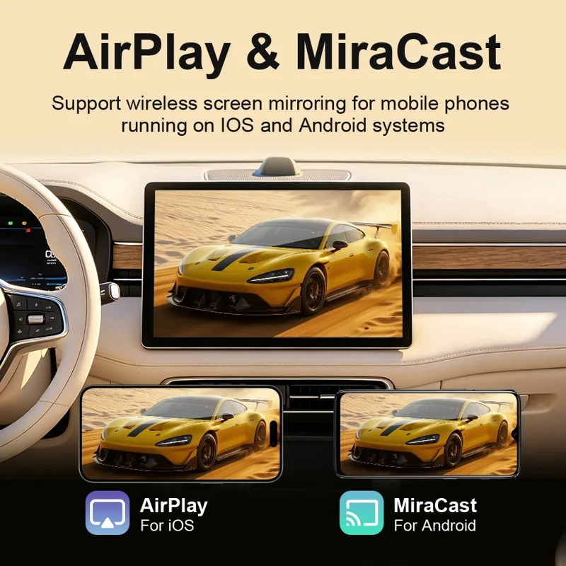 K6 Plus 4 in 1 Wireless CarPlay Adapter USB-A Plug and Play Car Receiver for Wired to Wireless Conversion - Orange