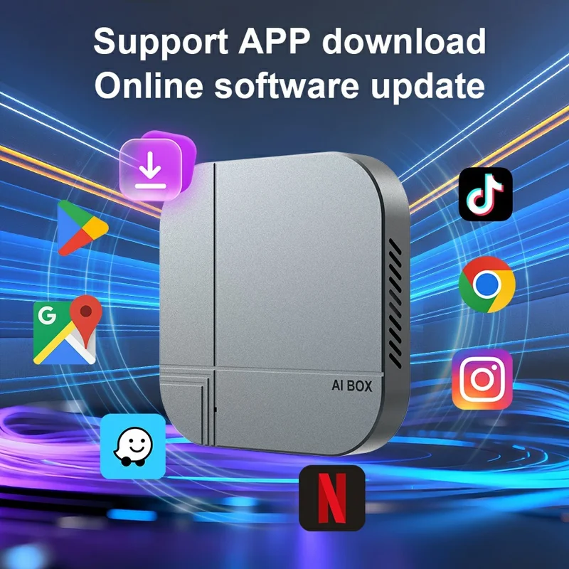 Adaptateur K712 4+32 Go Boîtier AI Wireless CarPlay Android Auto pour véhicules iPhone Android - Argent