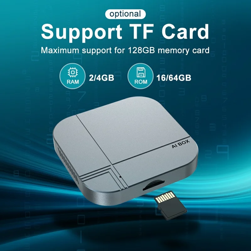 Adaptateur K712 4+32 Go Boîtier AI Wireless CarPlay Android Auto pour véhicules iPhone Android - Argent