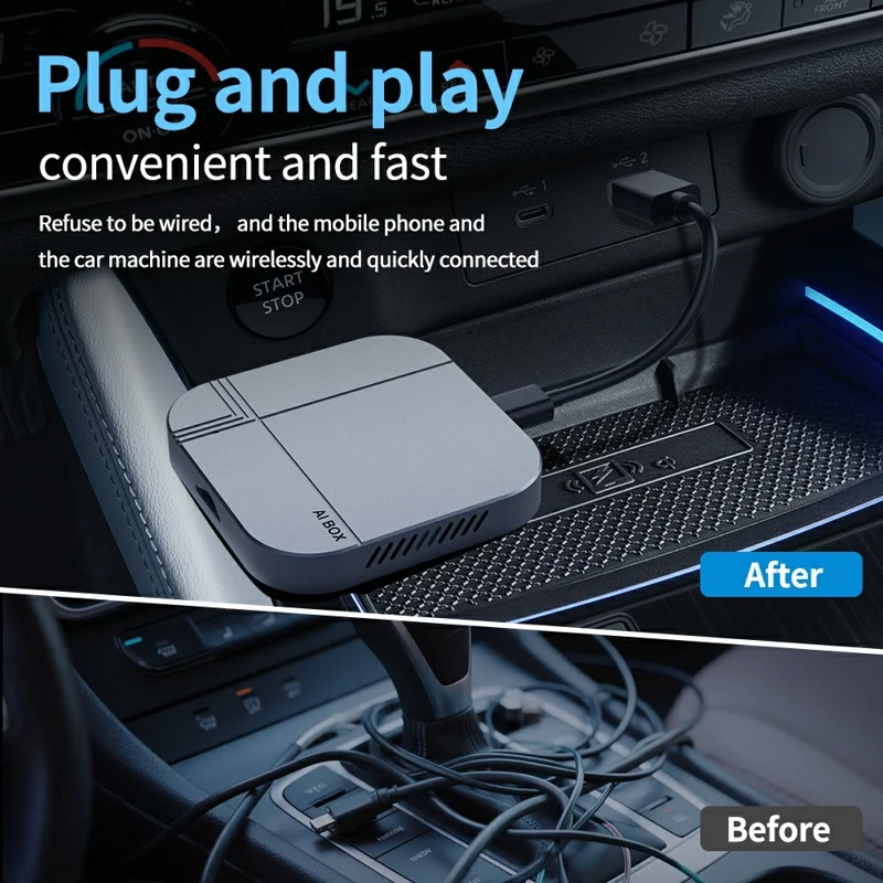 Adaptateur K712 4+32 Go Boîtier AI Wireless CarPlay Android Auto pour véhicules iPhone Android - Argent