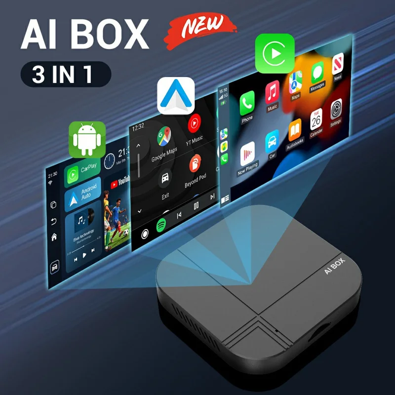 Adaptateur K712 4+32 Go Boîtier AI Wireless CarPlay Android Auto pour véhicules iPhone Android - Argent