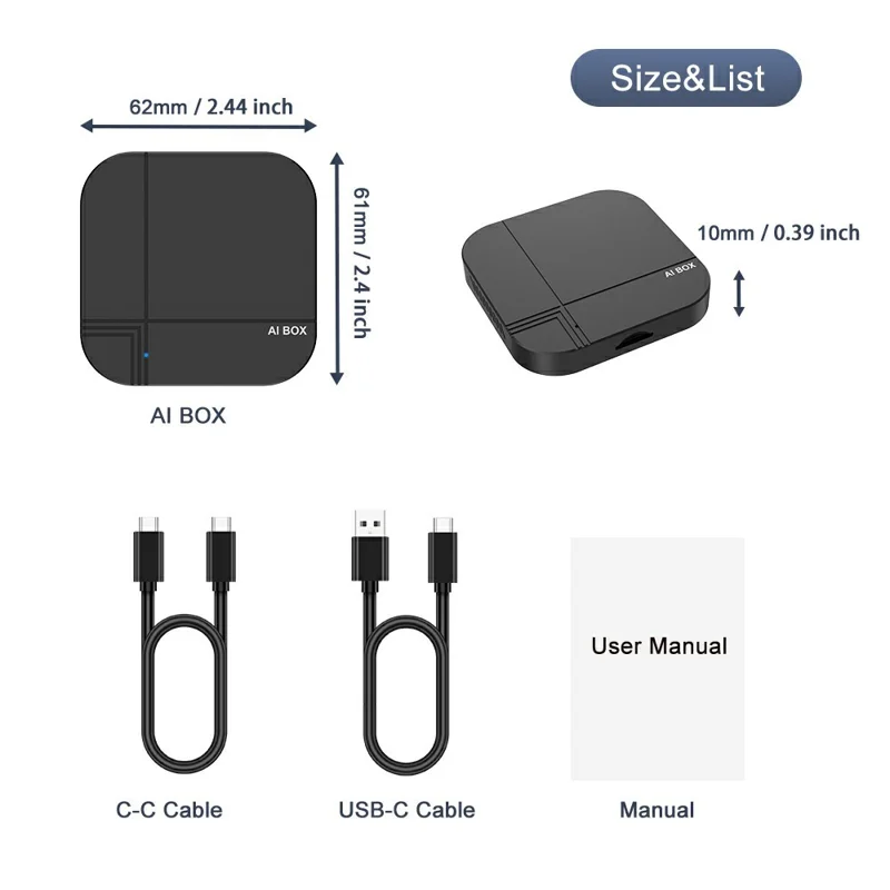 K712 4+32GB Wireless CarPlay Android Auto AI Box Adapter for iPhone Android Vehicles - Black