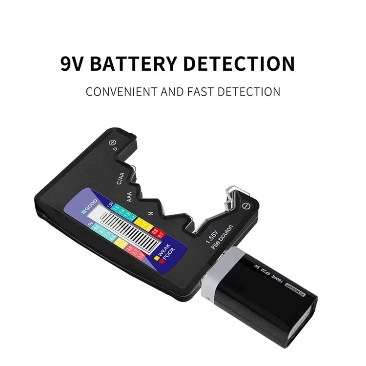 Détecteur de batterie universel ANENG Testeur Vérificateur pour C/AA/AAA/D/N/9V/6F22/1,55V Pile bouton