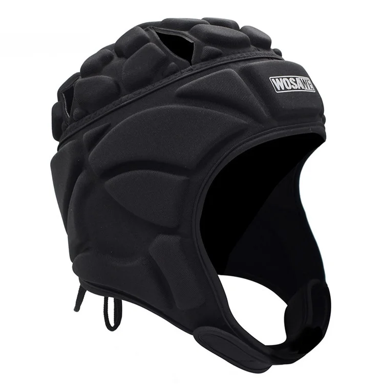 WOSAWE BL329 Football Soccer Baseball Goalkeeper Helmet Rugby Sports Adjustable Safety Head Cap Protector - Black, M