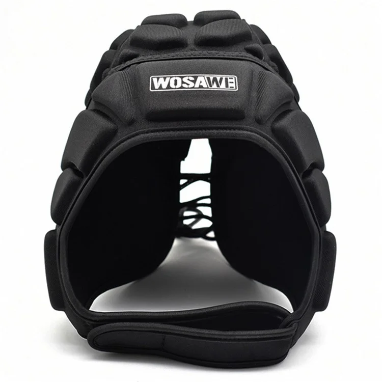 WOSAWE BL329 Football Soccer Baseball Goalkeeper Helmet Rugby Sports Adjustable Safety Head Cap Protector - Black, M