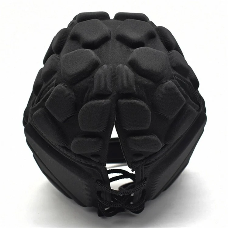 WOSAWE BL329 Football Soccer Baseball Goalkeeper Helmet Rugby Sports Adjustable Safety Head Cap Protector - Black, M