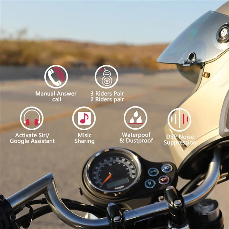 Teleheer T6plus Motorcycle Capacete Bluetooth Fone De Ouvido Ao Ar Livre Fone De Automóvel À Prova D'água No Fone De Ouvido Esportivo