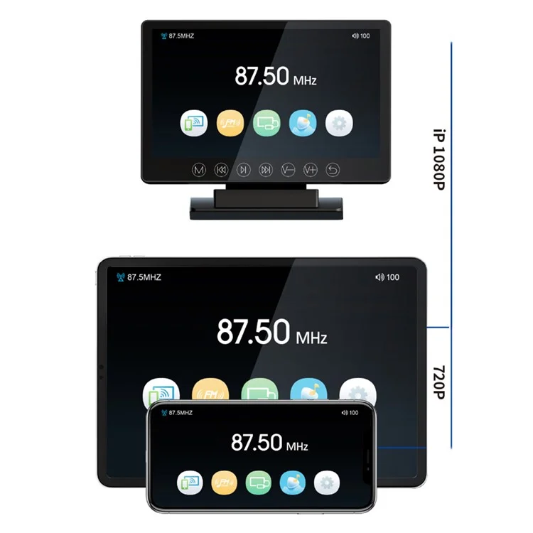 M7 Transmisor FM inalámbrico para automóvil Reproductor de MP5 1080P HD WiFi Pantalla de proyección inalámbrica de 7 pulgadas Reproductor de tarjeta TF / U Disk / AUX
