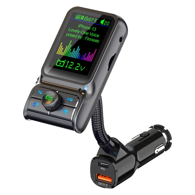 BC85 Car Bluetooth-compatible Player QC3.0 / PD Fast Charger 1.77" Color Screen Car FM Transmitter Support EQ Sound Adjustment