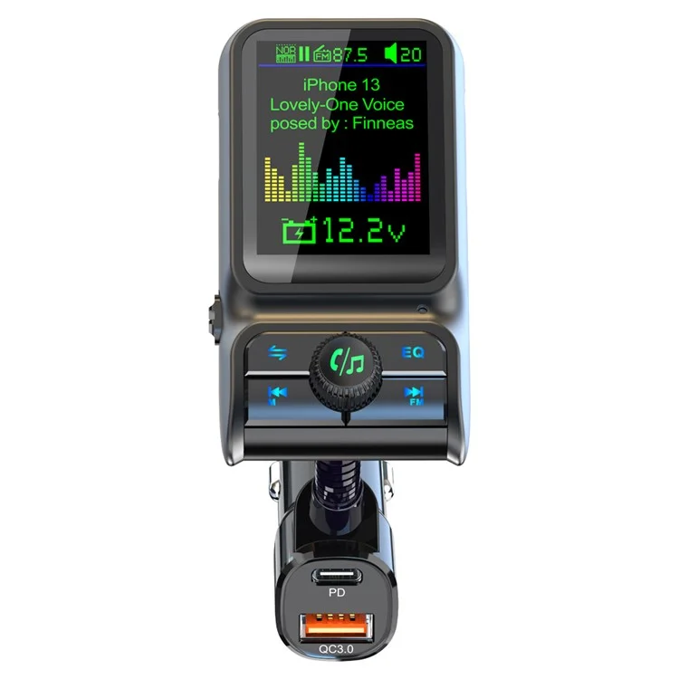 BC85 Car Bluetooth-compatible Player QC3.0 / PD Fast Charger 1.77" Color Screen Car FM Transmitter Support EQ Sound Adjustment