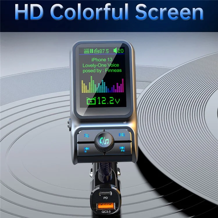 BC85 Car Bluetooth-compatible Player QC3.0 / PD Fast Charger 1.77" Color Screen Car FM Transmitter Support EQ Sound Adjustment