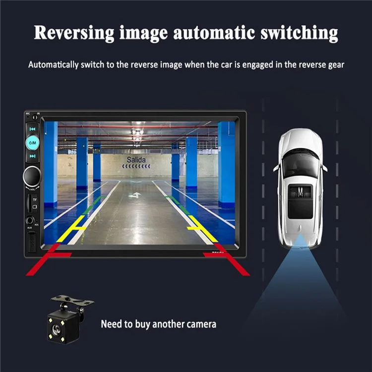 7010B 7-inch Touch Screen Car MP5 Player Multi-functional Car Audio Device Parking System