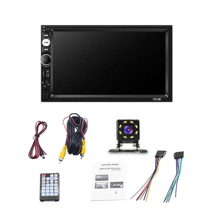 7010B Series 7" Touch Screen Car Audio MP5 Player Parking System with 8 LED Lights Rear View Camera