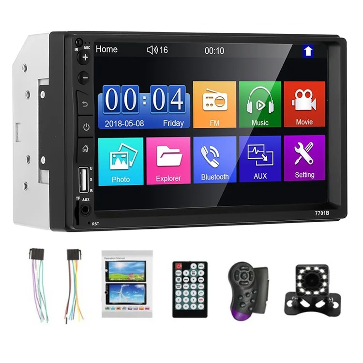 7701B-3 7-Zoll-MP5-Carplayer mit 12-Licht-Kamera / Lenkradsteuerung, Auto-Center-Konsole-Videorekorder