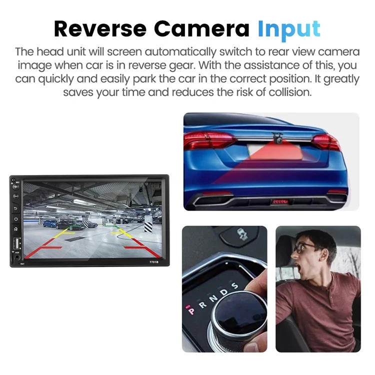 7701B-3 Carplayer MP5 7 Pouces Avec 12 Caméras Légères / Contrôleur de Volant, Magnétophone