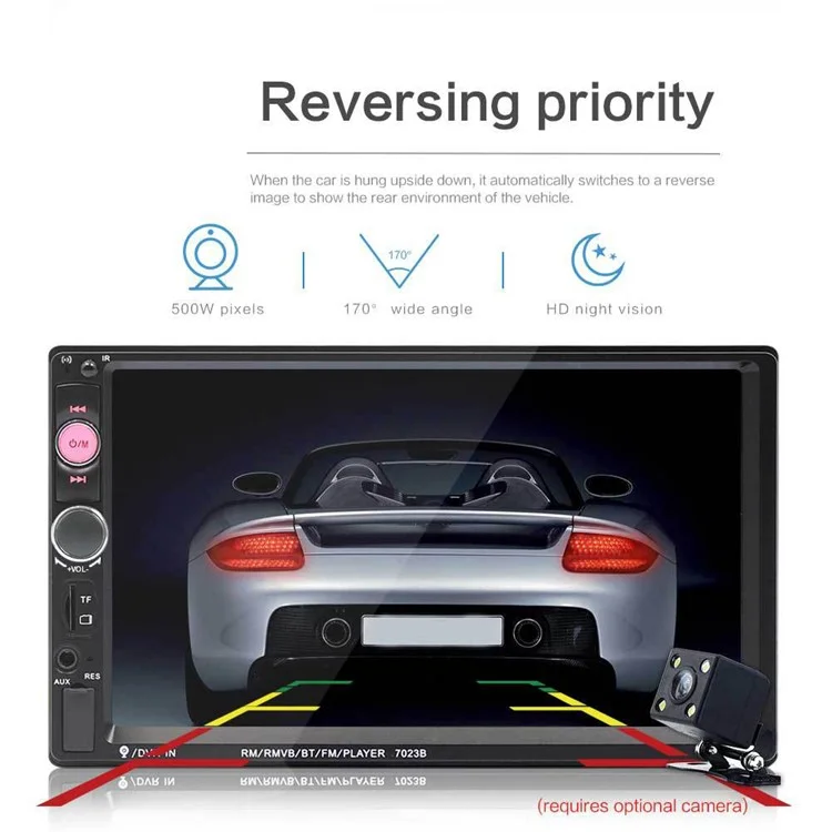 7023B Car Stereo MP5 / 4 / 3 Player Bluetooth 7-inch Touch Screen Car Player FM Radio - Standard Version