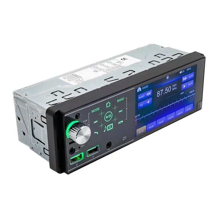 Z1 4.1-inch HD Touch Screen Wireless Bluetooth-compatible Car Radio MP5 Player with 7 Color Button Lights (No Battery)