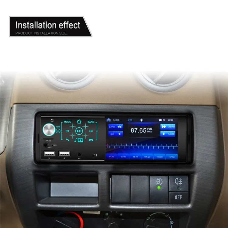Z1 4.1-inch HD Touch Screen Wireless Bluetooth-compatible Car Radio MP5 Player with 7 Color Button Lights (No Battery)