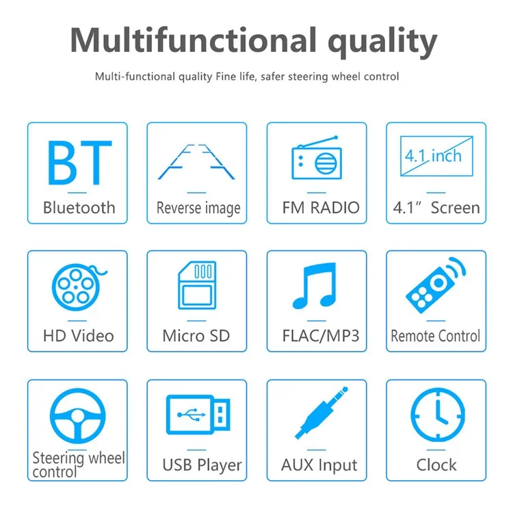 Z1 4.1-inch HD Touch Screen Wireless Bluetooth-compatible Car Radio MP5 Player with 7 Color Button Lights (No Battery)