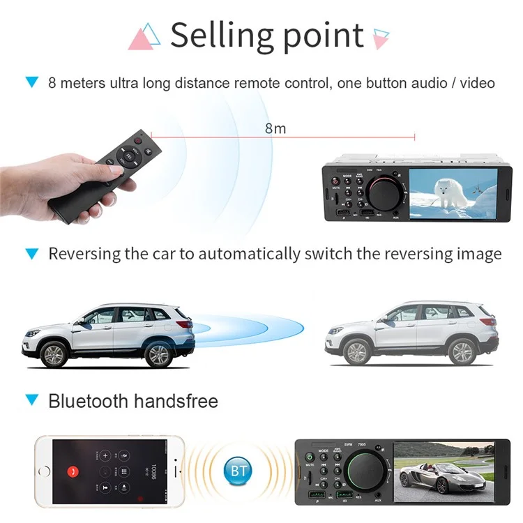 7805 autoradio Car MP5 Player HD schermo da 4.1 pollici FM Stereo Audio con porta di ricarica USB (senza batteria)