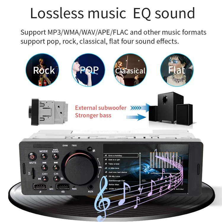 7805 autoradio Car MP5 Player HD schermo da 4.1 pollici FM Stereo Audio con porta di ricarica USB (senza batteria)