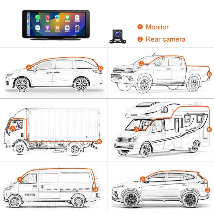 W510-2 6.86-inch HD Display Portable Car Player with AHD Camera Car Reversing Camera Monitor Support Bluetooth, FM