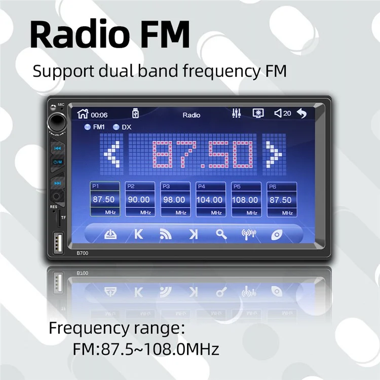 Lettore MP5 per auto B700 Radio per auto da 7 pollici FM Bluetooth Multimediale Supporto Specchio Link 