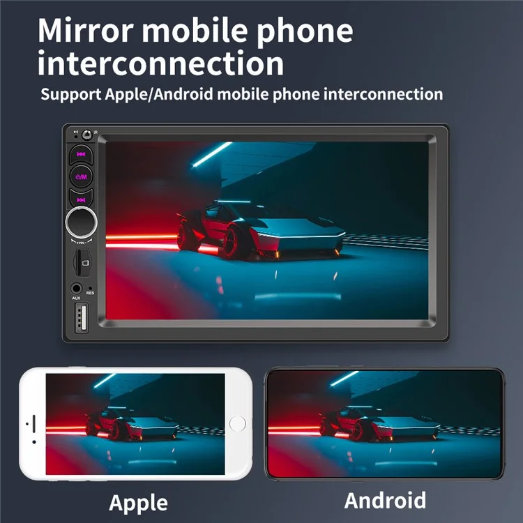 Receptor de radio para coche F710C de 7 pulgadas con Bluetooth y manos libres, reproductor de radio FM y MP5 para coche