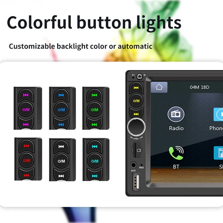 Receptor de radio para coche F710C de 7 pulgadas con Bluetooth y manos libres, reproductor de radio FM y MP5 para coche