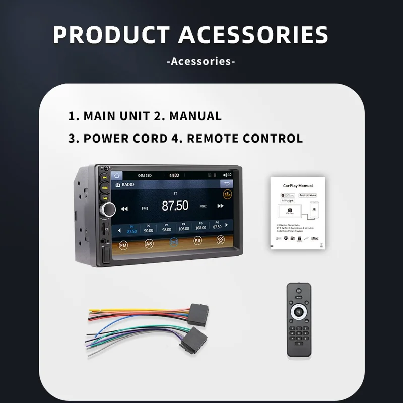 F720C Car Stereo Receiver 7'' Bluetooth-compatible Hands-Free Car Radio FM Receiver MP5 Car Player
