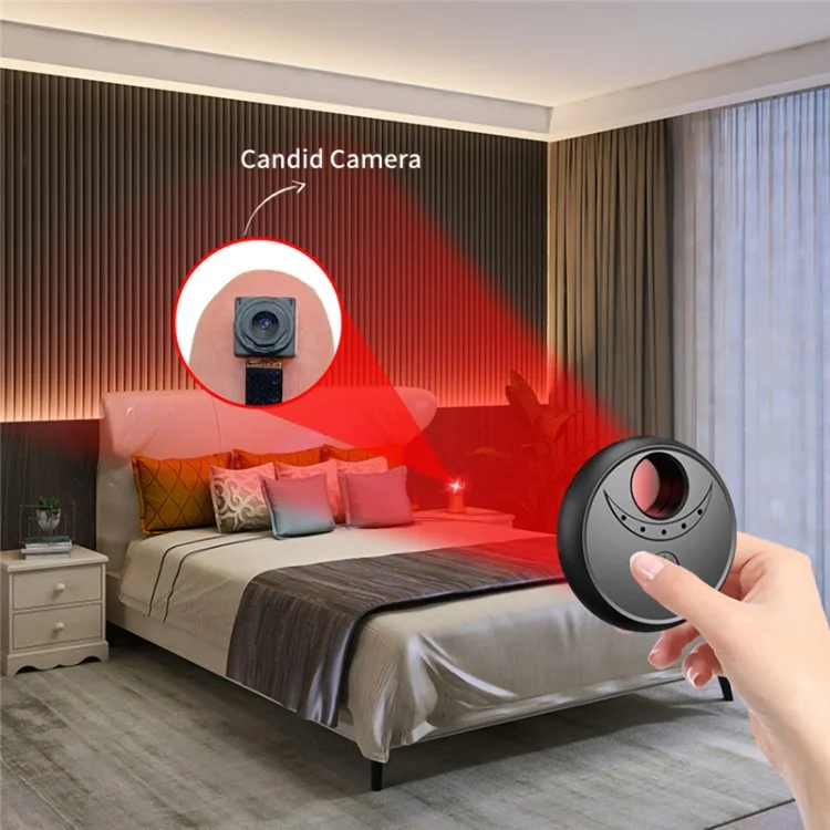 Detector de Câmera Anti-Espiã X17 com 4 Lâmpadas de LED IR, Detector de Sinal GPS de Carro Portátil - Preto