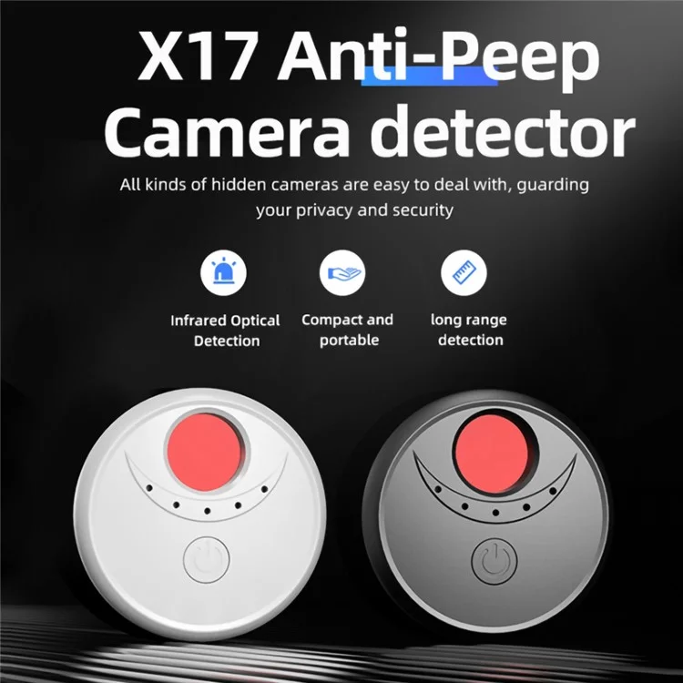 X17 Anti-Peep Camera Detector 4 AI Infrared Lamp Beads Camera Finder Portable GPS Car Signal Location Detector - White