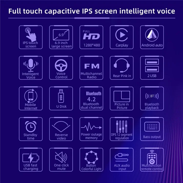 6288A 6.9-inch IPS Screen Android Wireless Car Play Mobile Phone Bluetooth-compatible Player 2+32G