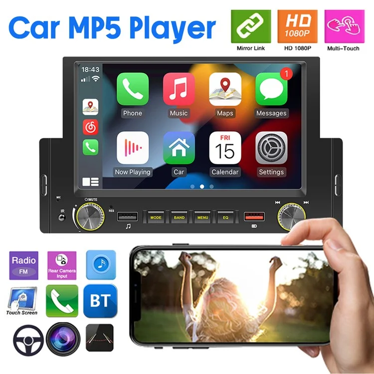 F170C 6-дюймовый кар-плей Bluetooth-автомобильный MP5-плеер с двойным USB-радио FM
