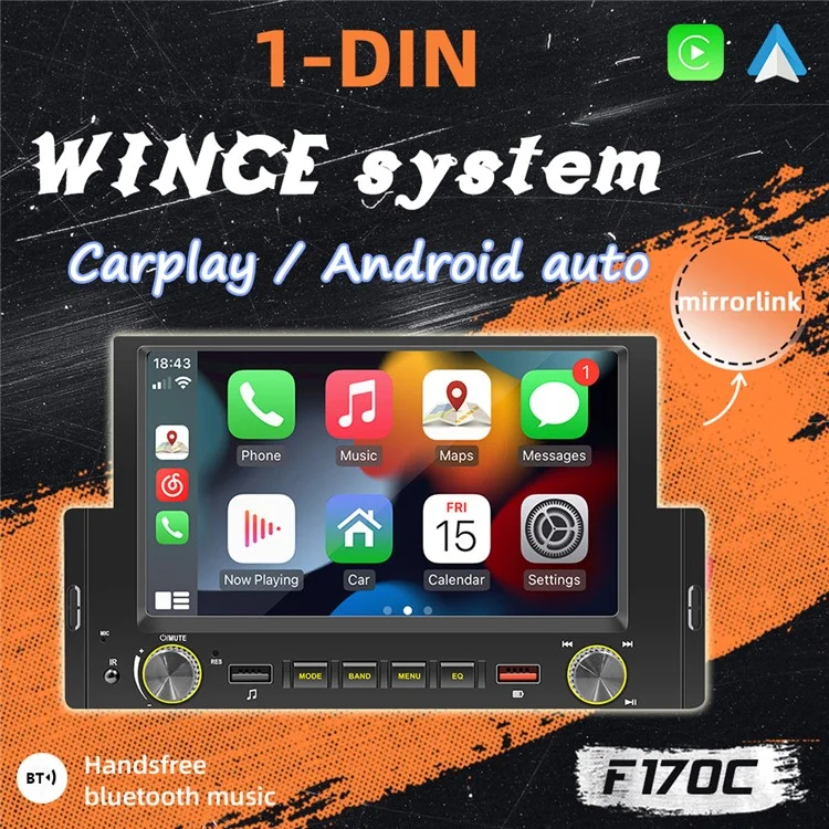 F170C 6-дюймовый кар-плей Bluetooth-автомобильный MP5-плеер с двойным USB-радио FM
