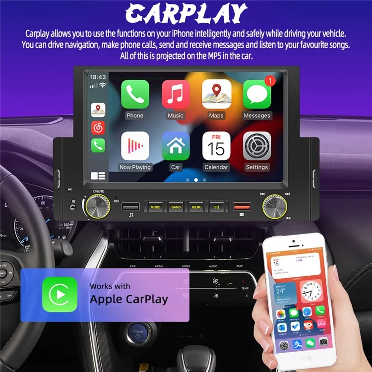 F170C 6-inch Car Play Bluetooth Car MP5 Player with Dual USB Car FM Radio