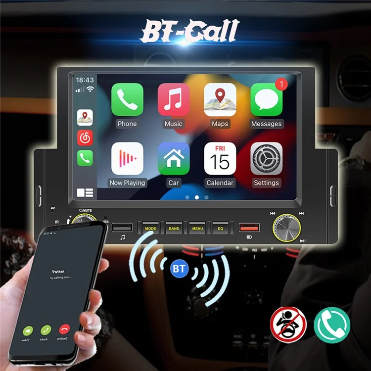 F170C 6-дюймовый кар-плей Bluetooth-автомобильный MP5-плеер с двойным USB-радио FM