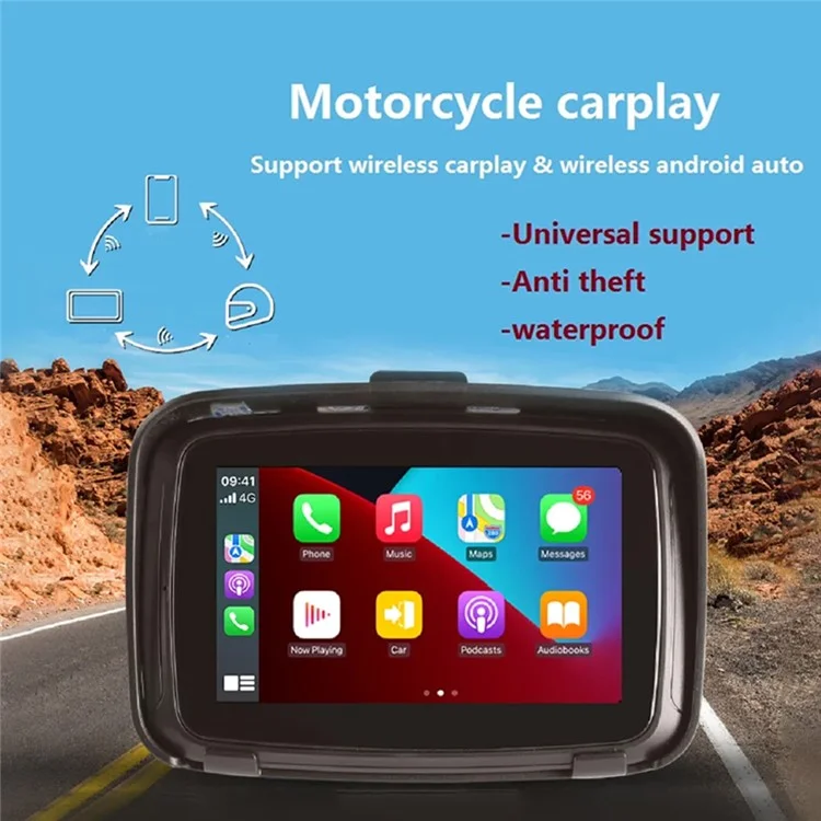 PND-Q5 5-inch Wireless Car Play Portable Motorcycle Navigator Bluetooth-compatible HD Video Playback