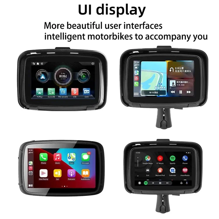 PND-Q5 5-inch Wireless Car Play Portable Motorcycle Navigator Bluetooth-compatible HD Video Playback