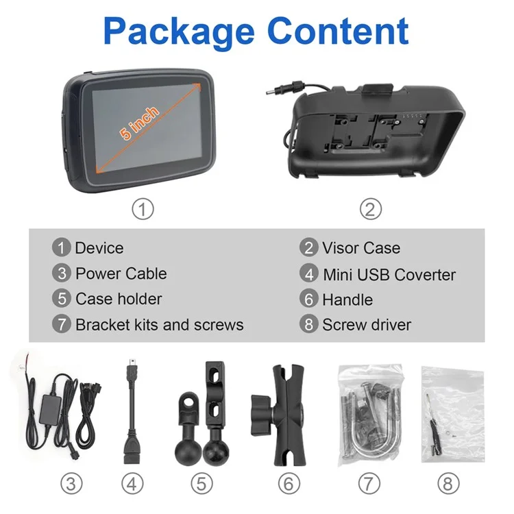 PND-Q5 5-inch Wireless Car Play Portable Motorcycle Navigator Bluetooth-compatible HD Video Playback