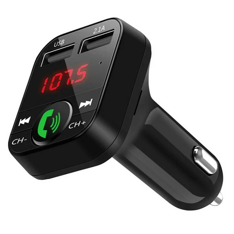B2 Car Bluetooth 5.0 FM Transmisor Inalámbrico Manos Libres Micrófono Receptor de Audio Reproductor de MP3 Automático 2.1A Cargador Rápido Dual USB Accesorios para Automóviles