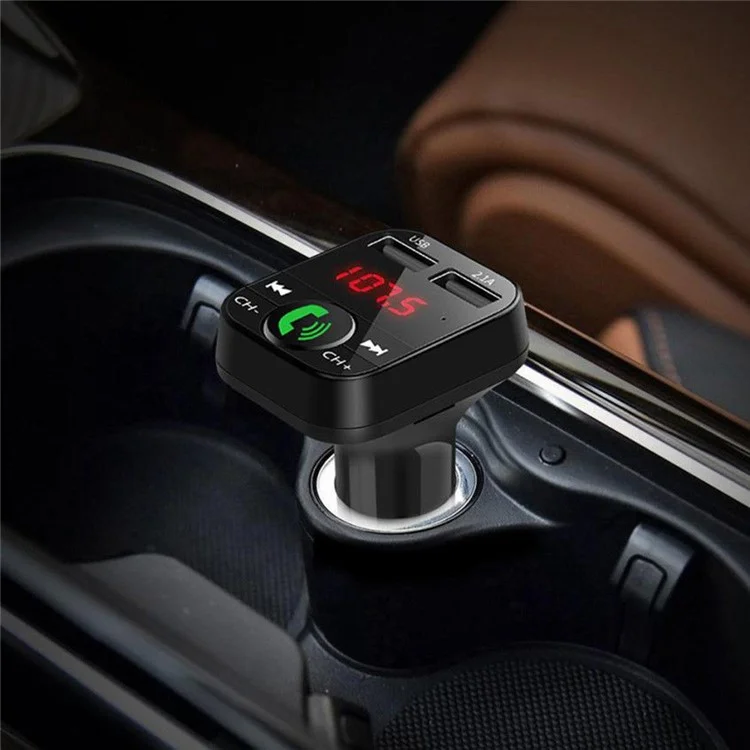 B2 Car Bluetooth 5.0 FM Transmisor Inalámbrico Manos Libres Micrófono Receptor de Audio Reproductor de MP3 Automático 2.1A Cargador Rápido Dual USB Accesorios para Automóviles