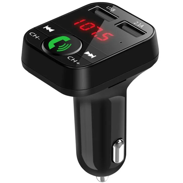 B2 Car Bluetooth 5.0 FM Transmisor Inalámbrico Manos Libres Micrófono Receptor de Audio Reproductor de MP3 Automático 2.1A Cargador Rápido Dual USB Accesorios para Automóviles